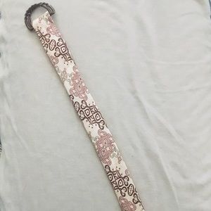 J.Crew Silk Patterned D- Ring Buckle “Tie” Belt